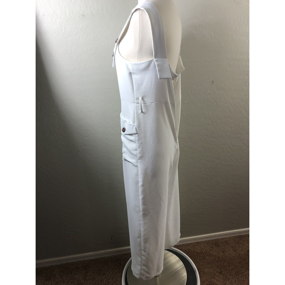 TOPSHOP Womens 4 White Overalls Jumpsuit Cropped *No Belt* - Picture 4 of 8